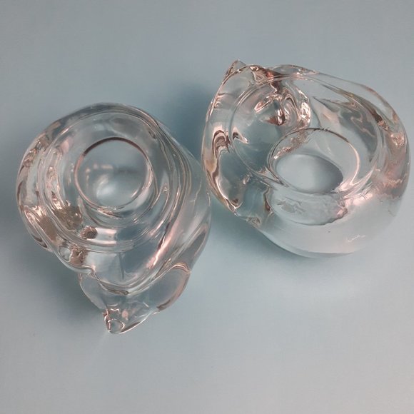 Pair of Vintage Indiana Glass Sleeping Cat/Kitten Votive Tea Light Holders - Picture 3 of 9